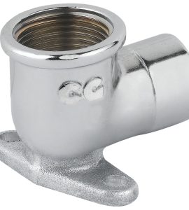 GOMITO FEMMINA/FEMMINA CON FLANGIA IN OTTONE CROMATO 1/2" x 1/2"