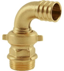 RACCORDO PORTAGOMMA CURVO 3 PEZZI PER POMPA IN OTTONE GIALLO "EXCELSIOR" 2"M x Ø60 mm