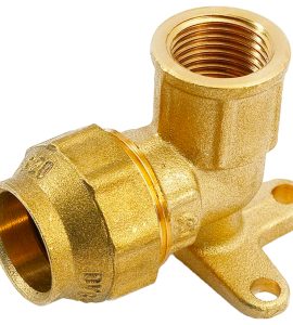 GOMITO FEMMINA FLANGIATO A COMPRESSIONE PER TUBO POLIETILENE PN25 TIEMME 3/4" x Ø25 mm