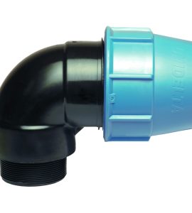 GOMITO MASCHIO A COMPRESSIONE PER TUBO POLIETILENE UNIDELTA Ø90 x 3"M - PN16