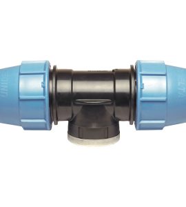 TEE CON DERIVAZIONE FEMMINA A COMPRESSIONE PER TUBO POLIETILENE UNIDELTA Ø90 x 3" x Ø90 - PN16