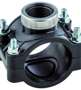 PRESA A STAFFA PN10 CON ANELLO DI RINFORZO IN ACCIAIO INOX UNIDELTA Ø90 x 2"F - 4 Fori