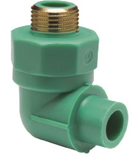 GOMITO A 90° MASCHIO FILETTATO/MASCHIO IN PPR VERDE PN25 Ø20 x 1/2"M