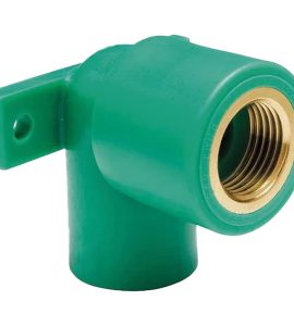 GOMITO FILETTATO FEMMINA CON STAFFA IN PPR VERDE PN25 Ø20 x 1/2"F