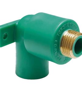 GOMITO FILETTATO MASCHIO CON STAFFA IN PPR VERDE PN25 Ø20 x 1/2"M