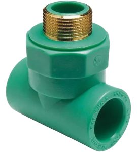 TEE FILETTATO MASCHIO IN PPR VERDE PN 25 Ø32 x 1"M x Ø32