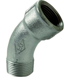 CURVA A 45° MASCHIO/FEMMINA IN GHISA ZINCATA 4"
