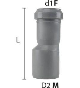 RIDUZIONE A INNESTO ECCENTRICA "BAMPLAST" F.Ø125 x M.Ø160 - L.130 mm