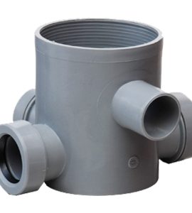POZZETTO WC BASSO H.120 A INNESTO Ø100 IN PP GRIGIO 3 Entrate Ø40 - 1 Uscita Ø50