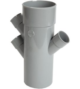 DERIVAZIONE TRIPLA PARALLELA 45° MASCHIO/FEMMINA AD INCOLLAGGIO IN PVC NICOLL Ø100 x Ø40/40/40