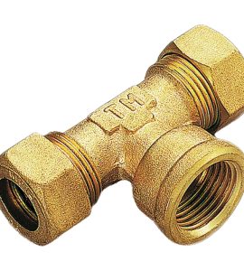 TEE FEMMINA A COMPRESSIONE CON O-RING PER TUBO RAME TIEMME Ø22 x 3/4" x Ø22