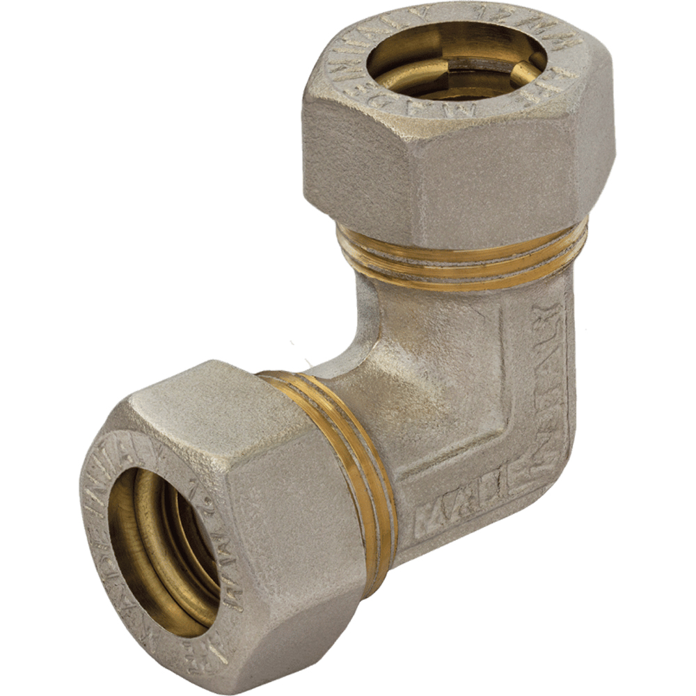 - GOMITO DOPPIO A COMPRESSIONE O-RING PER TUBO RAME APE Ø28 x Ø28 mm