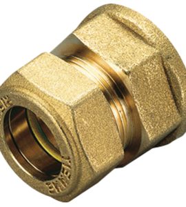 RACCORDO DIRITTO FEMMINA A COMPRESSIONE CON O-RING GIALLO PER GAS TIEMME Ø22 x 1"