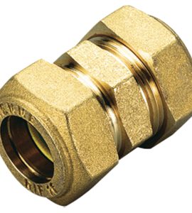 RACCORDO DIRITTO DOPPIO A COMPRESSIONE CON O-RING GIALLO PER GAS TIEMME Ø28 x Ø28 mm