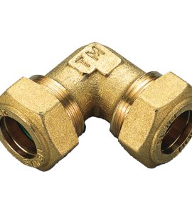 RACCORDO CURVO DOPPIO A COMPRESSIONE CON O-RING GIALLO PER GAS TIEMME Ø22 x Ø22 mm