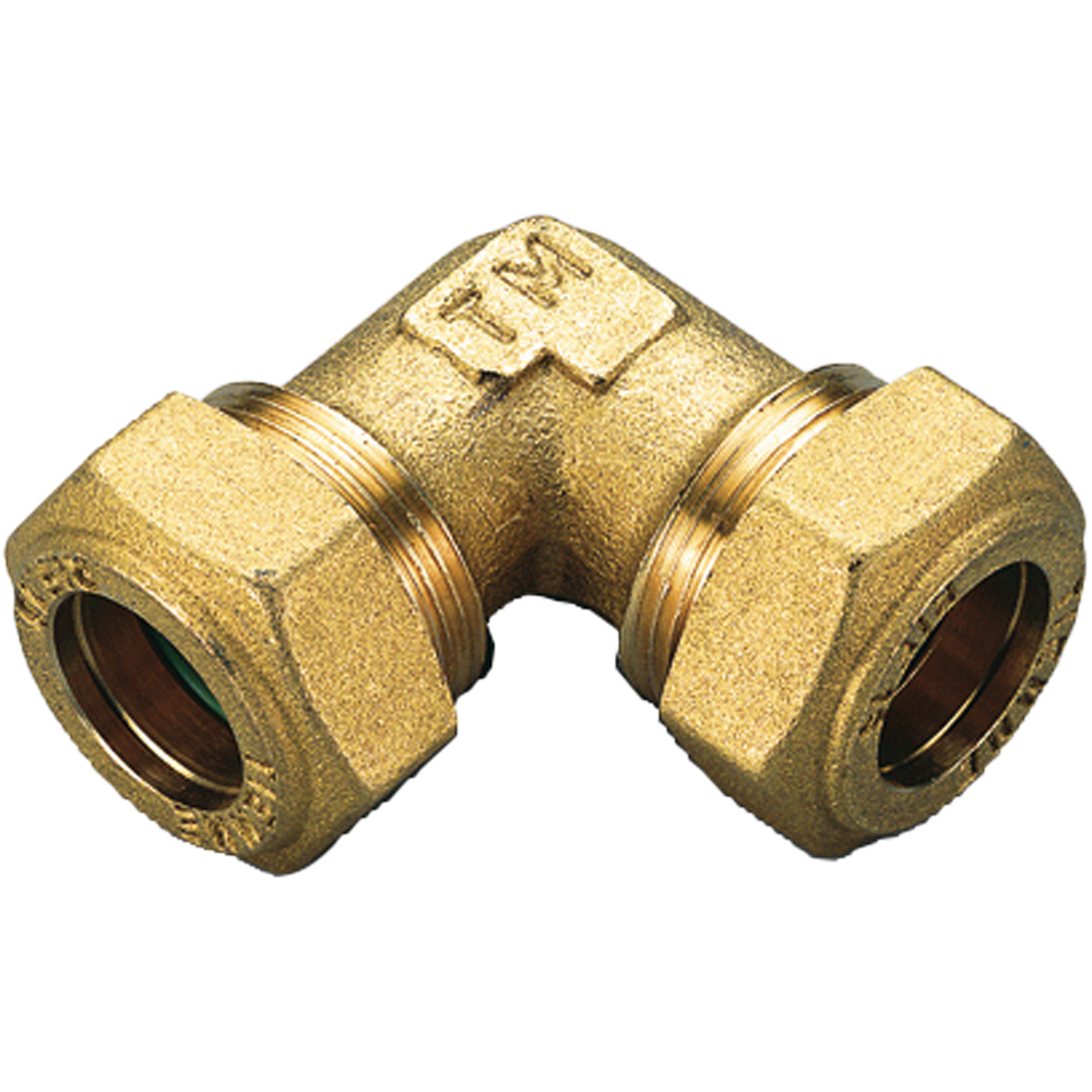 - RACCORDO CURVO DOPPIO A COMPRESSIONE CON O-RING GIALLO PER GAS TIEMME Ø22 x Ø22 mm