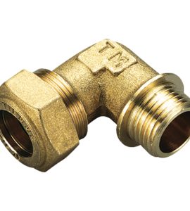 RACCORDO CURVO MASCHIO A COMPRESSIONE CON O-RING GIALLO PER GAS TIEMME Ø22 x 3/4"