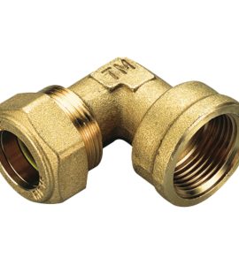 RACCORDO CURVO FEMMINA A COMPRESSIONE CON O-RING GIALLO PER GAS TIEMME Ø22 x 3/4"