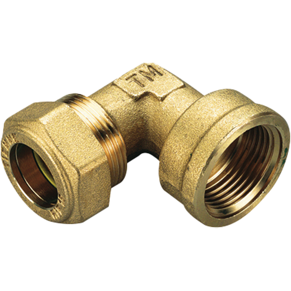 - RACCORDO CURVO FEMMINA A COMPRESSIONE CON O-RING GIALLO PER GAS TIEMME Ø22 x 3/4"