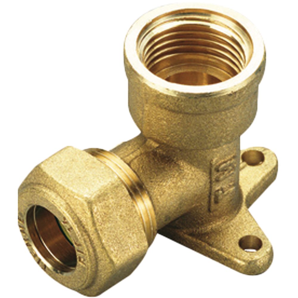 - RACCORDO CURVO FEMMINA FLANGIATO A COMPRESSIONE CON O-RING GIALLO PER GAS TIEMME Ø18 x 1/2"