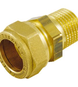 RACCORDO DIRITTO MASCHIO A COMPRESSIONE CON OGIVA IN OTTONE PER TUBO RAME TIEMME Ø22 x 1"