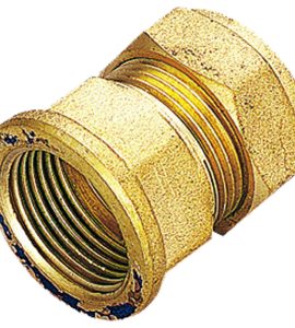 RACCORDO DIRITTO FEMMINA A COMPRESSIONE CON OGIVA IN OTTONE PER TUBO RAME TIEMME Ø22 x 1"