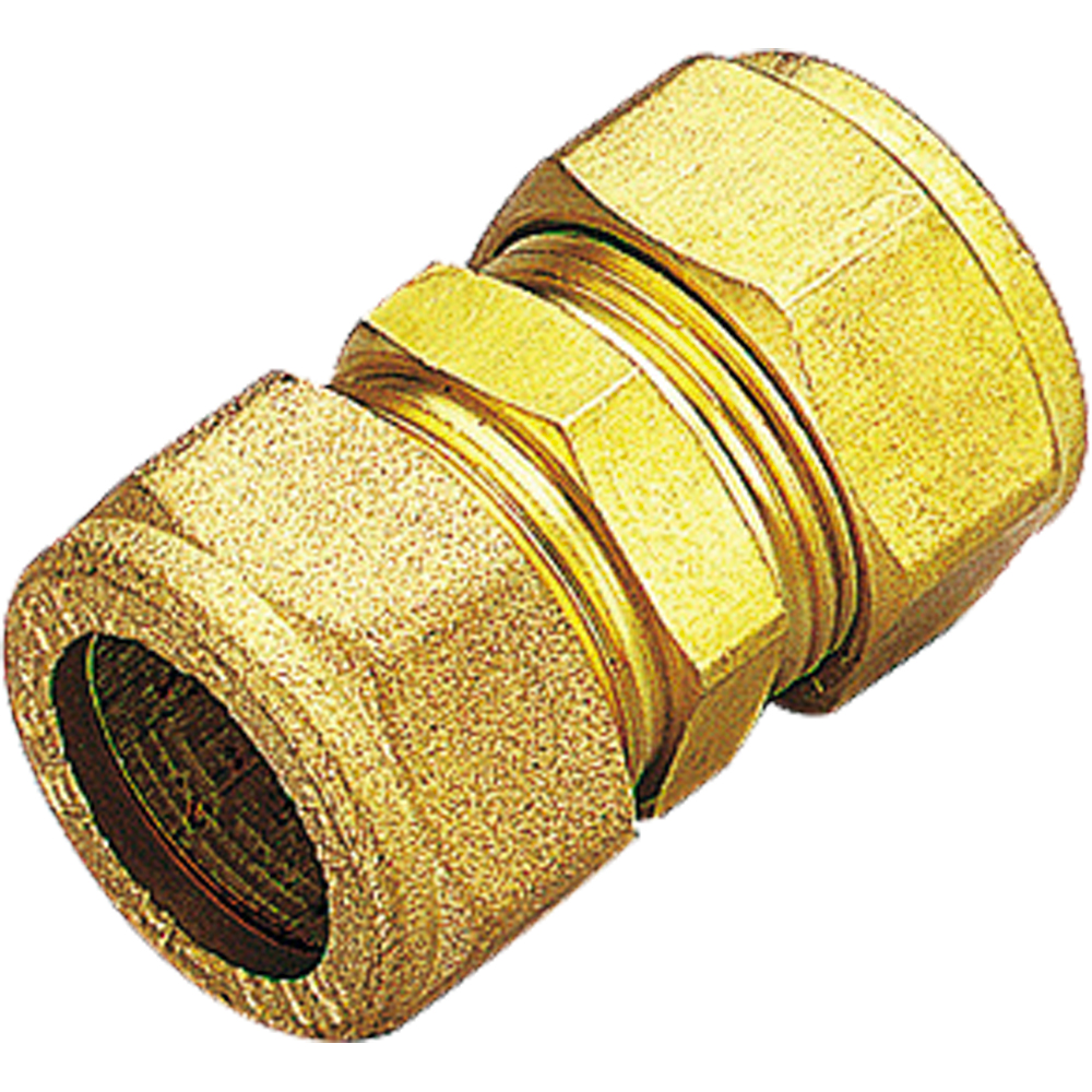 - RACCORDO DIRITTO DOPPIO A COMPRESSIONE CON OGIVA IN OTTONE PER TUBO RAME TIEMME Ø22 x Ø22 mm