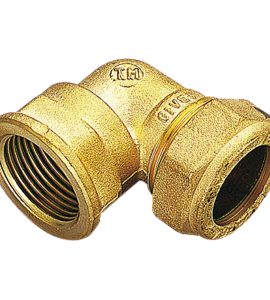 RACCORDO CURVO FEMMINA A COMPRESSIONE CON OGIVA IN OTTONE PER TUBO RAME TIEMME Ø22 x 1"