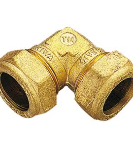 RACCORDO CURVO DOPPIO A COMPRESSIONE CON OGIVA IN OTTONE PER TUBO RAME TIEMME Ø22 x Ø22 mm