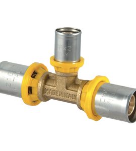 TEE RIDOTTO A PRESSARE PER TUBO MULTISTRATO ACQUA E GAS TDM Ø32 x Ø32 x 26 mm