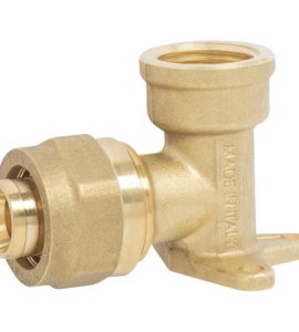 GOMITO FEMMINA FLANGIATO A COMPRESSIONE PER TUBO MULTISTRATO APE 1/2" x Ø20 (2