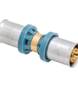 RACCORDO DIRITTO DOPPIO A PRESSARE PER TUBO MULTISTRATO UNIDELTA Ø63 x Ø63