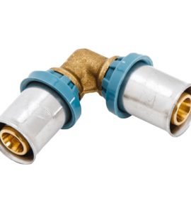 RACCORDO GOMITO DOPPIO A PRESSARE "DELTAPRESS" UNIDELTA 63 x 63