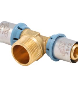 TEE MASCHIO A PRESSARE PER TUBO MULTISTRATO UNIDELTA Ø26 x 3/4" x Ø26