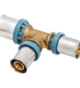 TEE RIDOTTO A PRESSARE PER TUBO MULTISTRATO UNIDELTA Ø63 x Ø50 x Ø63