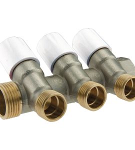 COLLETTORE INCLINATO MASCHIO/FEMMINA 3/4" CON VITONI DI ARRESTO 5 Vie da 1/2"M (16)