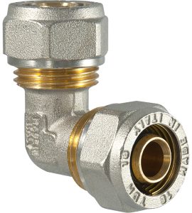 RACCORDO CURVO DOPPIO A COMPRESSIONE PER TUBO MULTISTRATO TDM Ø32 x Ø32 (3