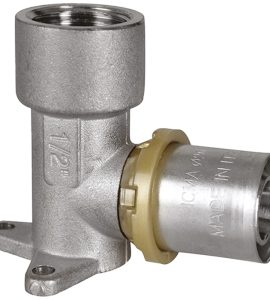 GOMITO FEMMINA FLANGIATO A PRESSARE TUBO MULTISTRATO ICMA Ø16 x 1/2"
