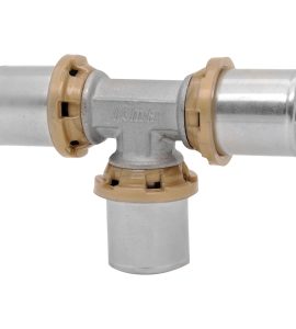 TEE DOPPIO A PRESSARE PER TUBO MULTISTRATO ICMA Ø32 x Ø32 x Ø32