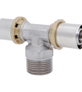 TEE MASCHIO A PRESSARE PER TUBO MULTISTRATO ICMA Ø32 x 1" x Ø32