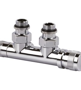 GRUPPO VALVOLA TERMOSTATIZZABILE E DETENTORE ATTACCO RAME E MULTISTRATO 1/2" - 24x19 Cromato