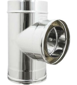 TEE INOX F/F/M 90° DOPPIA PARETE Ø250/300 x H.490 mm