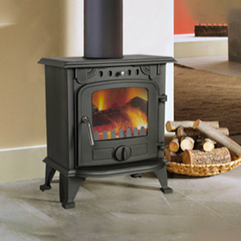 STUFA A LEGNA IN GHISA "FLAME" 438x324x609 mm