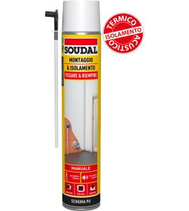 SCHIUMA POLIURETANICA PER MONTAGGIO E ISOLAMENTO "FISSARE E RIEMPIRE" SOUDAL 750 ml -  Per Pistola