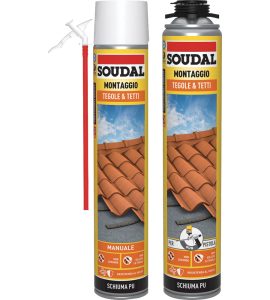 SCHIUMA POLIURETANICA "TEGOLE E TETTI" SOUDAL  750 ml - Pistola