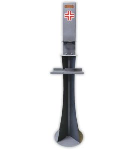PIANTANA PORTA PRODOTTI IGIENIZZANTI PROFESSIONAL c/vassoio porta guanti e porta gel igienizzante
