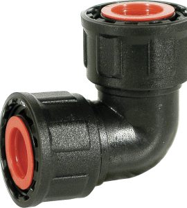 GOMITO 90° CON O-RING PER IRRIGAZIONE 1"F x 1"F