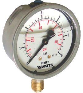 MANOMETRO Ø 63 A BAGNO DI GLICERINA LATERALE 0 - 25 bar/psi G 1/4"