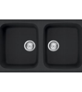 LAVELLO SINTETICO 2 VASCHE INCASSO "COLORADO" NERO 86x50 cm