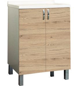 MOBILE LAVATOIO" KOALA" 2 ANTE BIANCO/QUERCIA NATURALE L.60 x P.60 x H.86 cm
